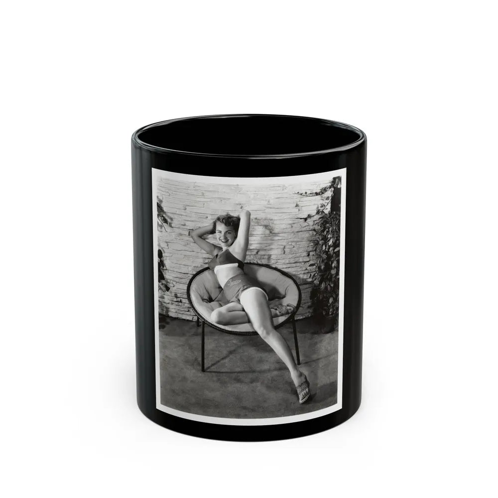 Terry Moore #710 - Vintage 1953 2-Piece B&W Full Body Swimsuit Cheesecake Photo (Vintage Female Icon) Black Coffee Mug-11oz-Go Mug Yourself