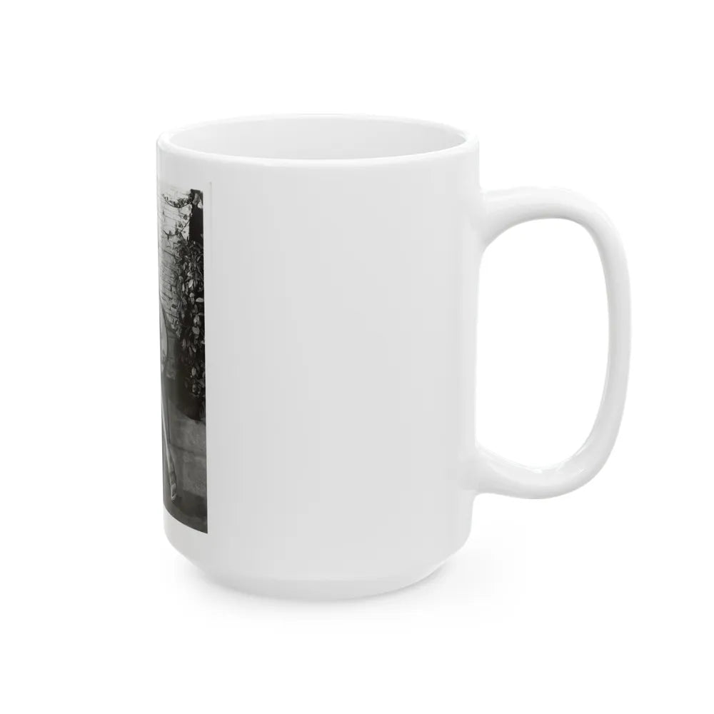 Terry Moore #710 - Vintage 1953 2-Piece B&W Full Body Swimsuit Cheesecake Photo (Vintage Female Icon) White Coffee Mug-Go Mug Yourself