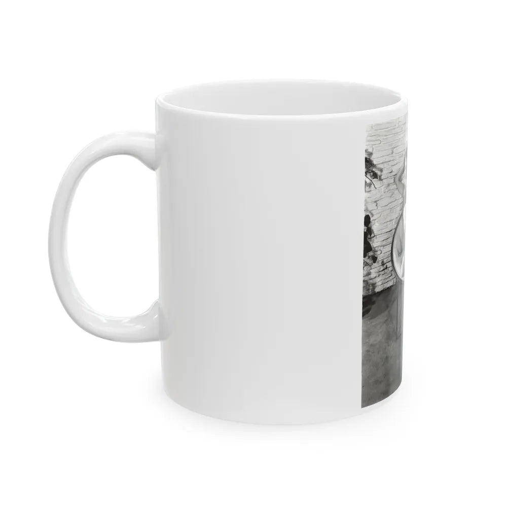 Terry Moore #710 - Vintage 1953 2-Piece B&W Full Body Swimsuit Cheesecake Photo (Vintage Female Icon) White Coffee Mug-Go Mug Yourself