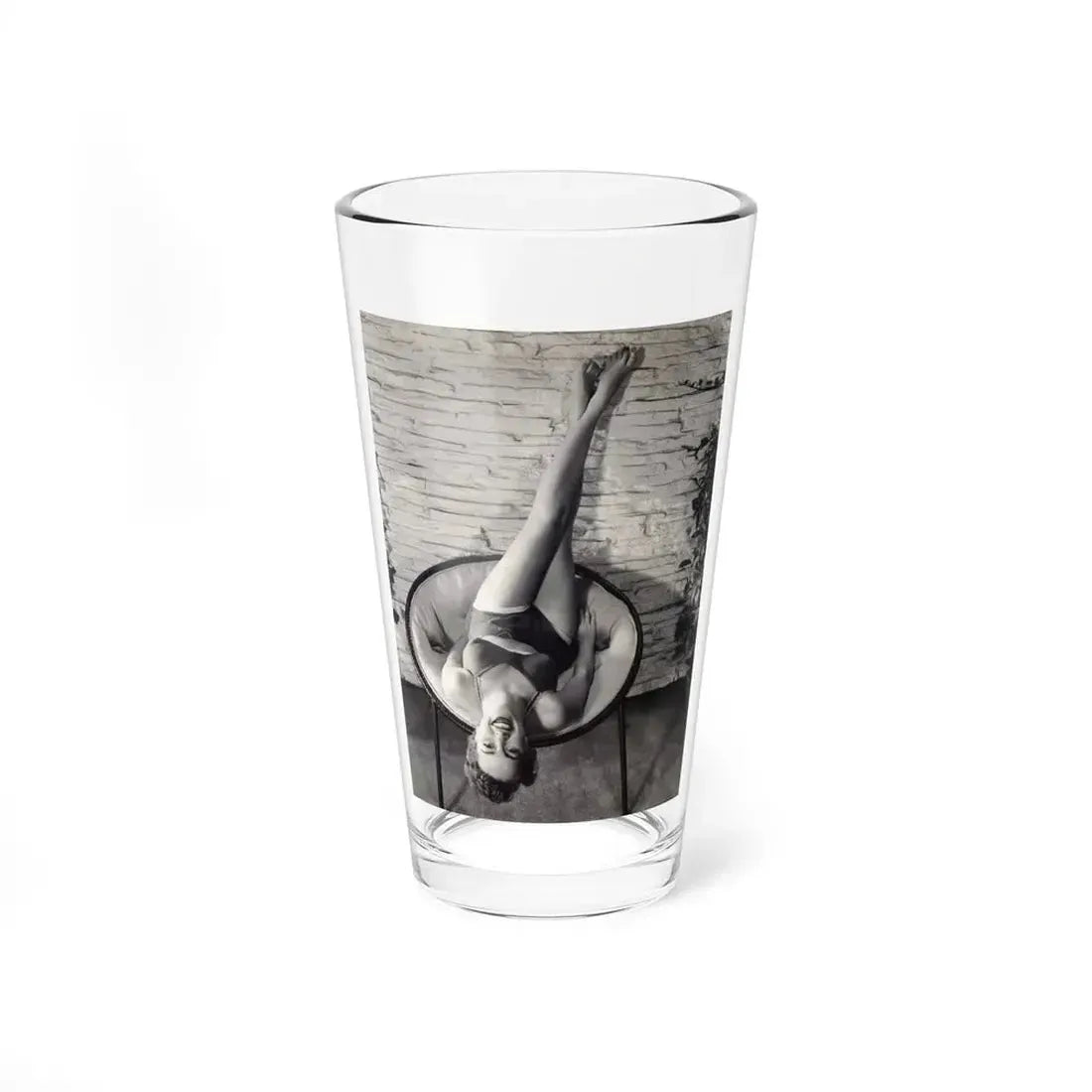 Terry Moore #711 - Vintage 1953 2-Piece B&W Full Body Barefoot Swimsuit Cheesecake Photo from 20th Century Fox Photo Shoot (Vintage Female Icon) Pint Glass 16oz 16oz - Go Mug Yourself