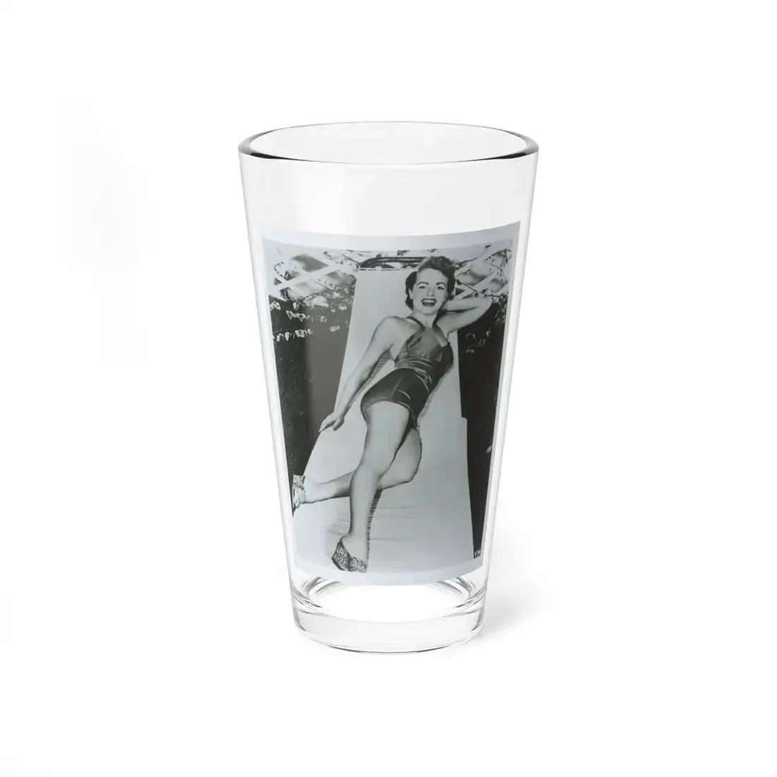 Terry Moore #712 - Vintage 1953 1-Piece B&W Full Body Swimsuit Cheesecake Photo as 8x10 (Vintage Female Icon) Pint Glass 16oz 16oz - Go Mug Yourself
