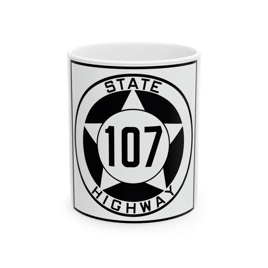 Texas 107 1935 (Texas) (Road Sign) White Coffee Mug 11oz - Go Mug Yourself