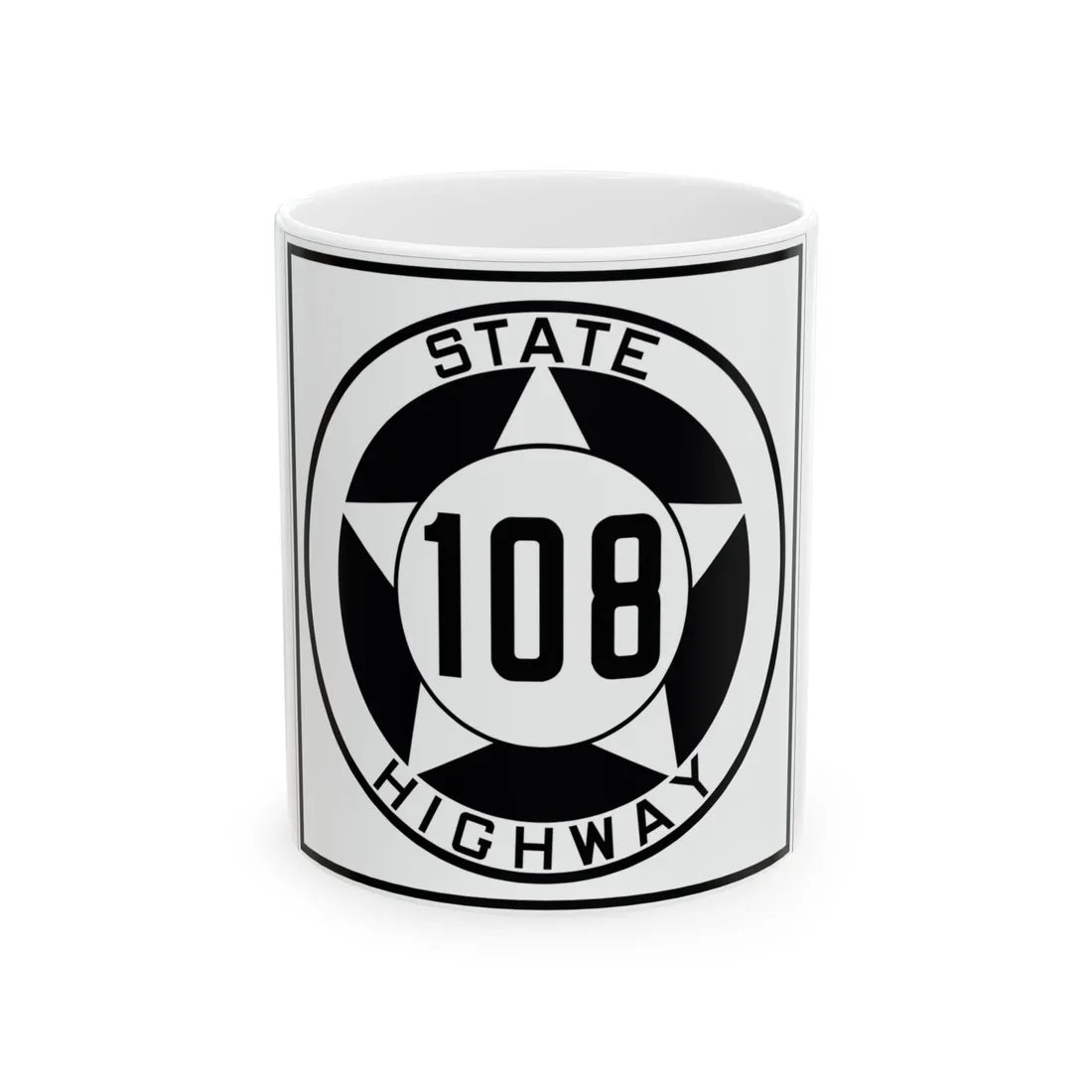 Texas 108 1935 (Texas) (Road Sign) White Coffee Mug 11oz - Go Mug Yourself