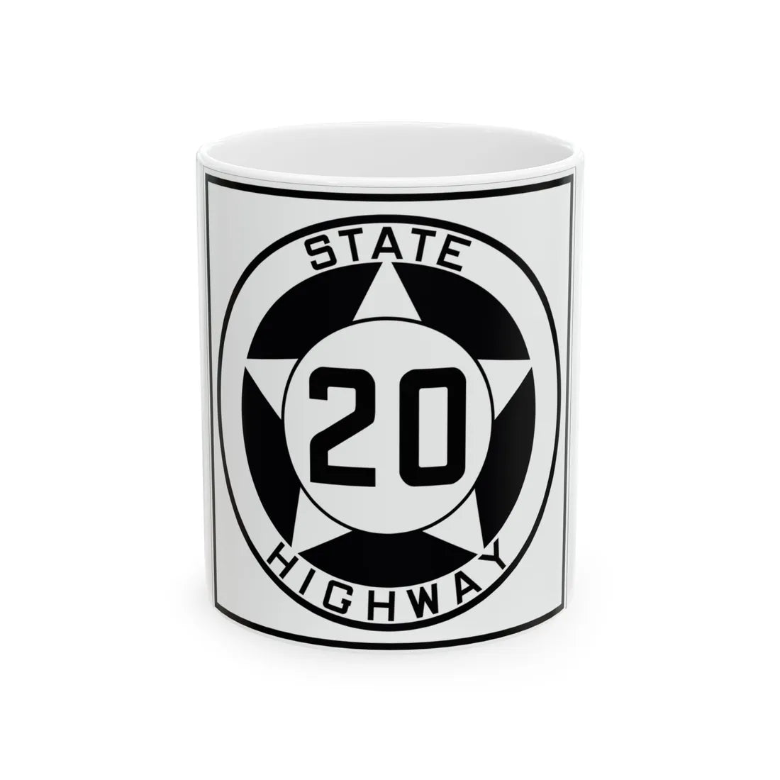 Texas 20 1935 (Texas) (Road Sign) White Coffee Mug 11oz - Go Mug Yourself