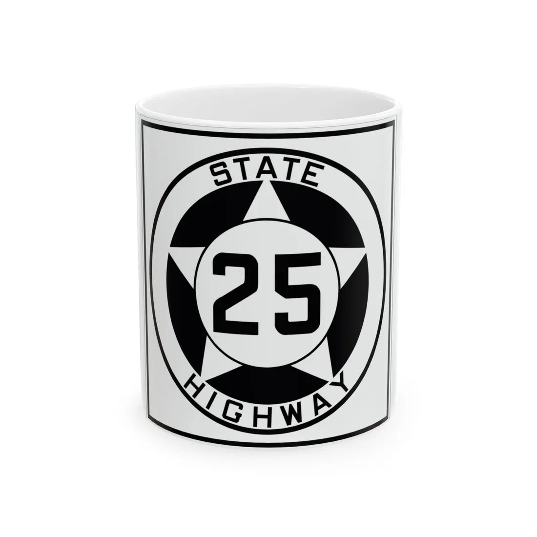 Texas 25 1935 (Texas) (Road Sign) White Coffee Mug 11oz - Go Mug Yourself