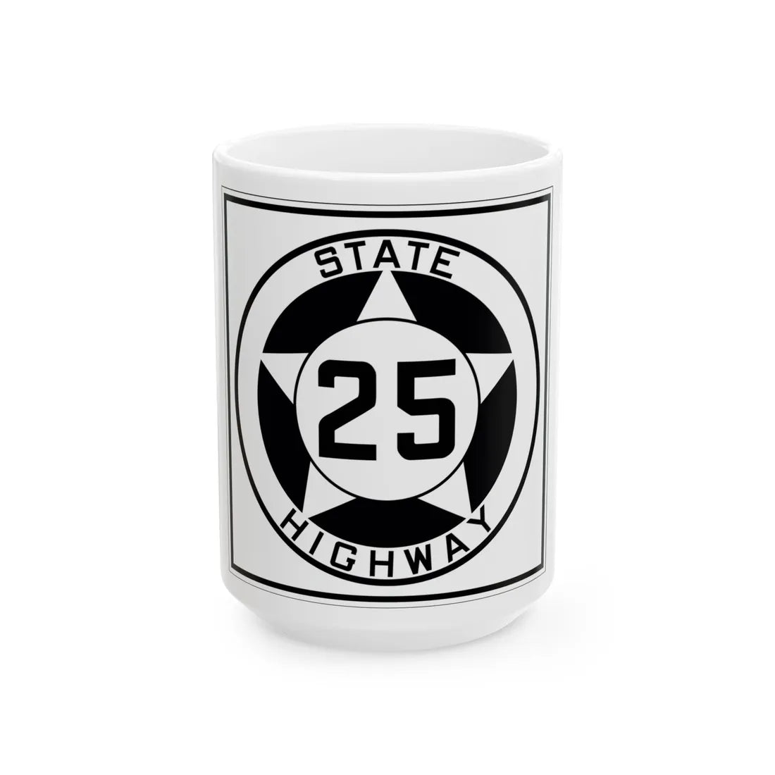 Texas 25 1935 (Texas) (Road Sign) White Coffee Mug 15oz - Go Mug Yourself