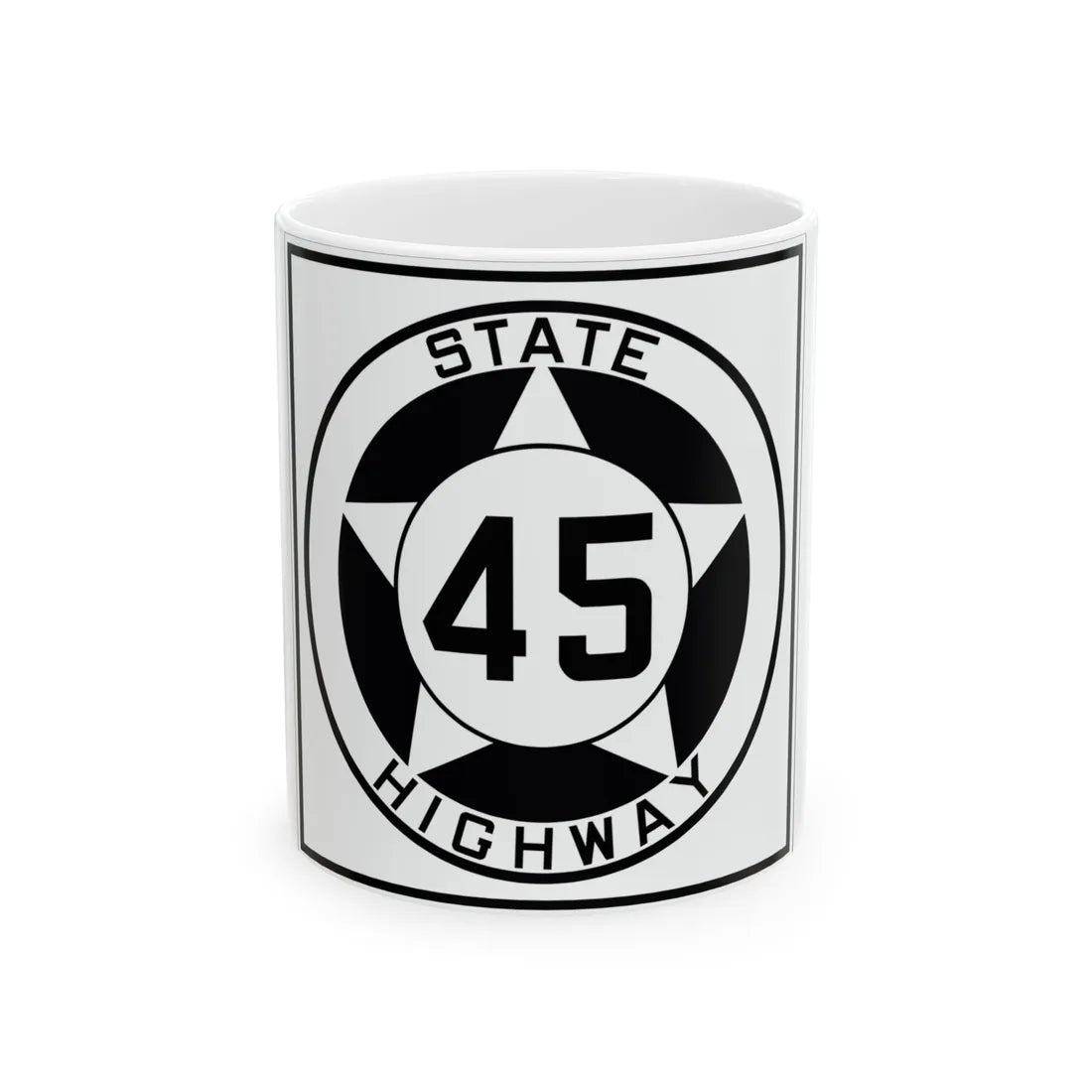 Texas 45 1935 (Texas) (Road Sign) White Coffee Mug 11oz - Go Mug Yourself