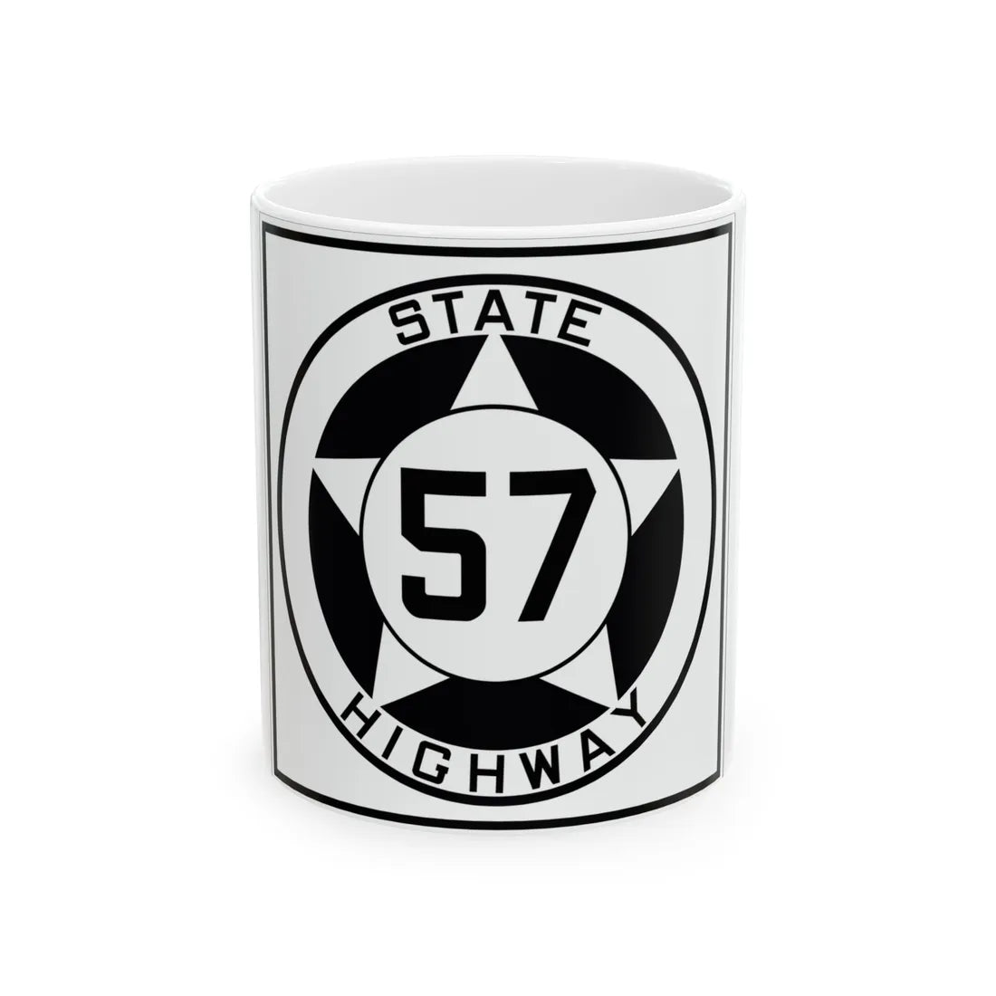 Texas 57 1935 (Texas) (Road Sign) White Coffee Mug 11oz - Go Mug Yourself