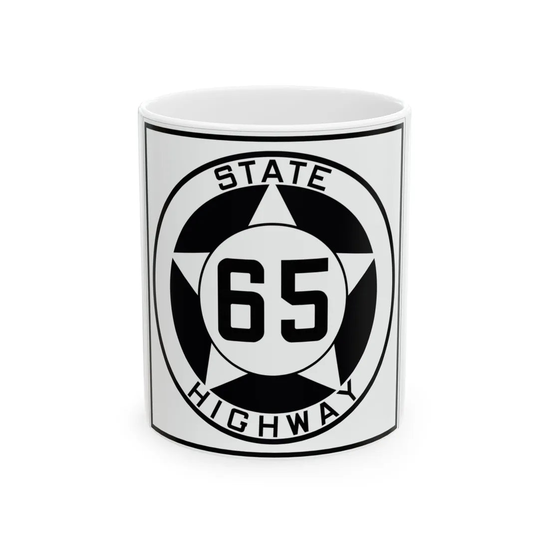 Texas 65 1935 (Texas) (Road Sign) White Coffee Mug 11oz - Go Mug Yourself