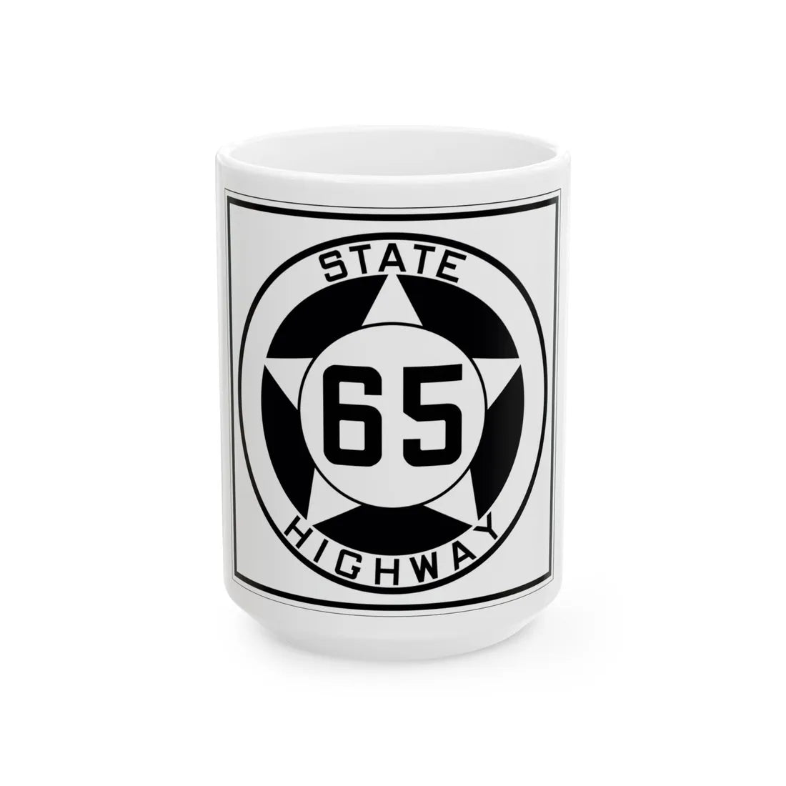 Texas 65 1935 (Texas) (Road Sign) White Coffee Mug 15oz - Go Mug Yourself