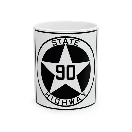 Texas 90 1917 (Texas) (Road Sign) White Coffee Mug 11oz - Go Mug Yourself