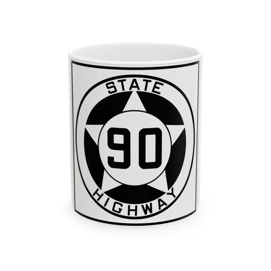 Texas 90 1935 (Texas) (Road Sign) White Coffee Mug 11oz - Go Mug Yourself