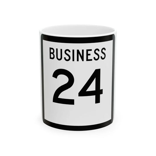 Texas Business 24 (Texas) (Road Sign) White Coffee Mug 11oz - Go Mug Yourself