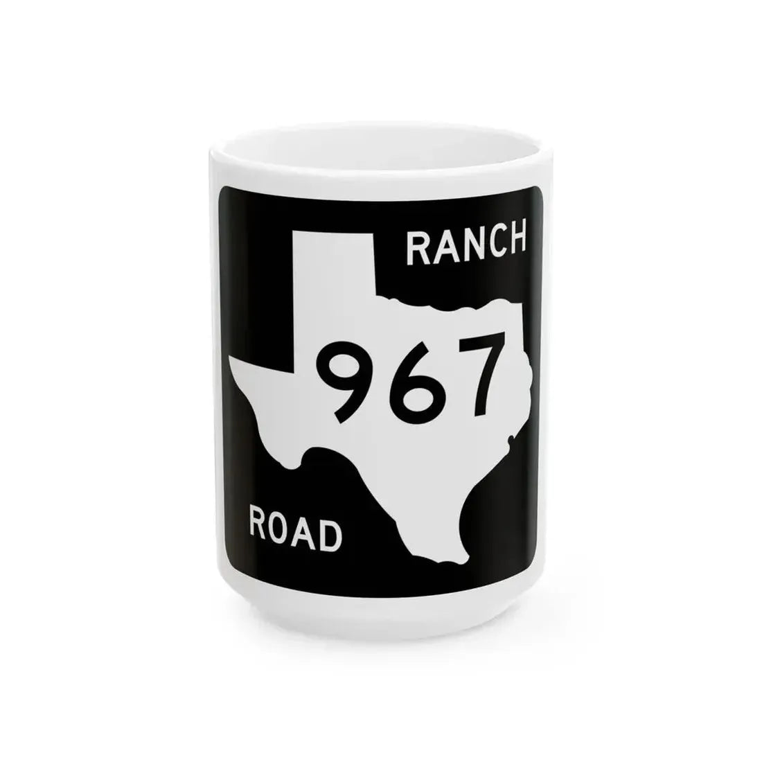 Texas RM 967 (Texas) (Road Sign) White Coffee Mug 15oz - Go Mug Yourself