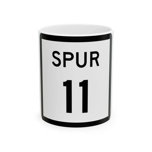 Texas Spur 11 (Texas) (Road Sign) White Coffee Mug 11oz - Go Mug Yourself
