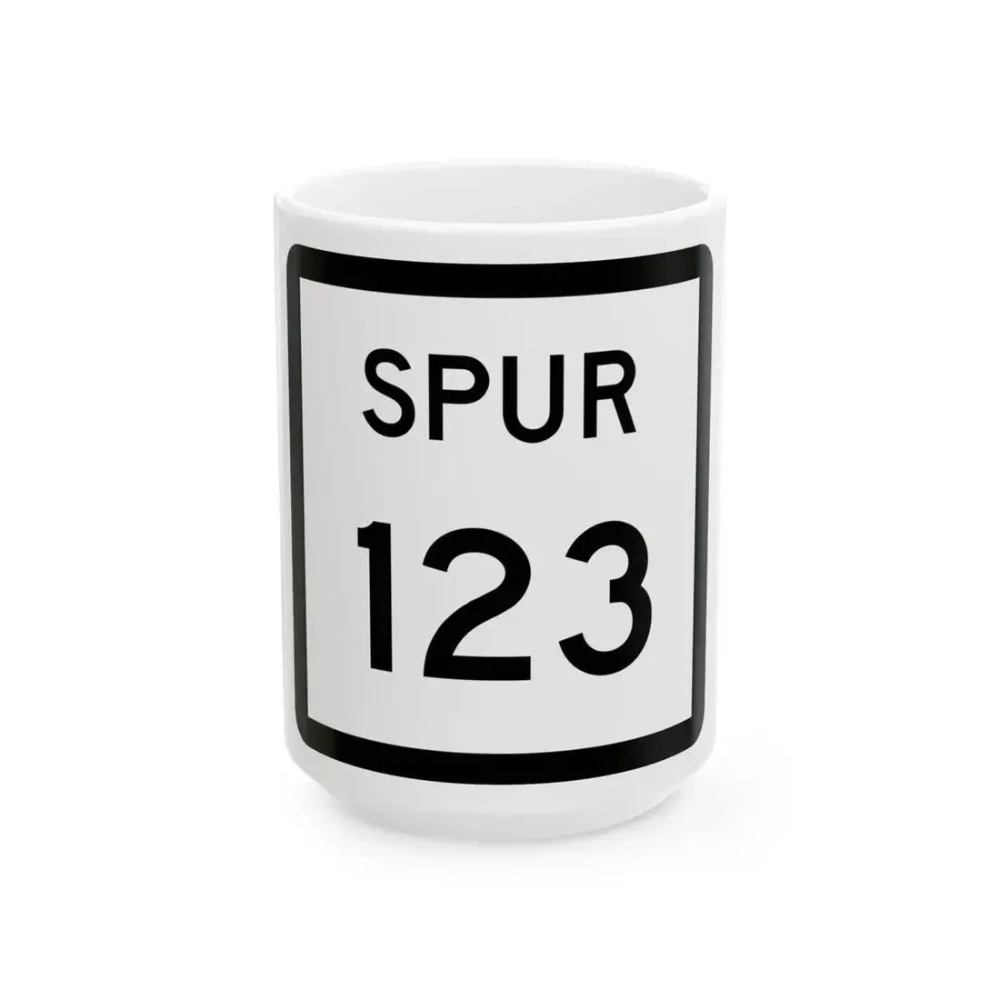 Texas Spur 123 (Texas) (Road Sign) White Coffee Mug 15oz - Go Mug Yourself