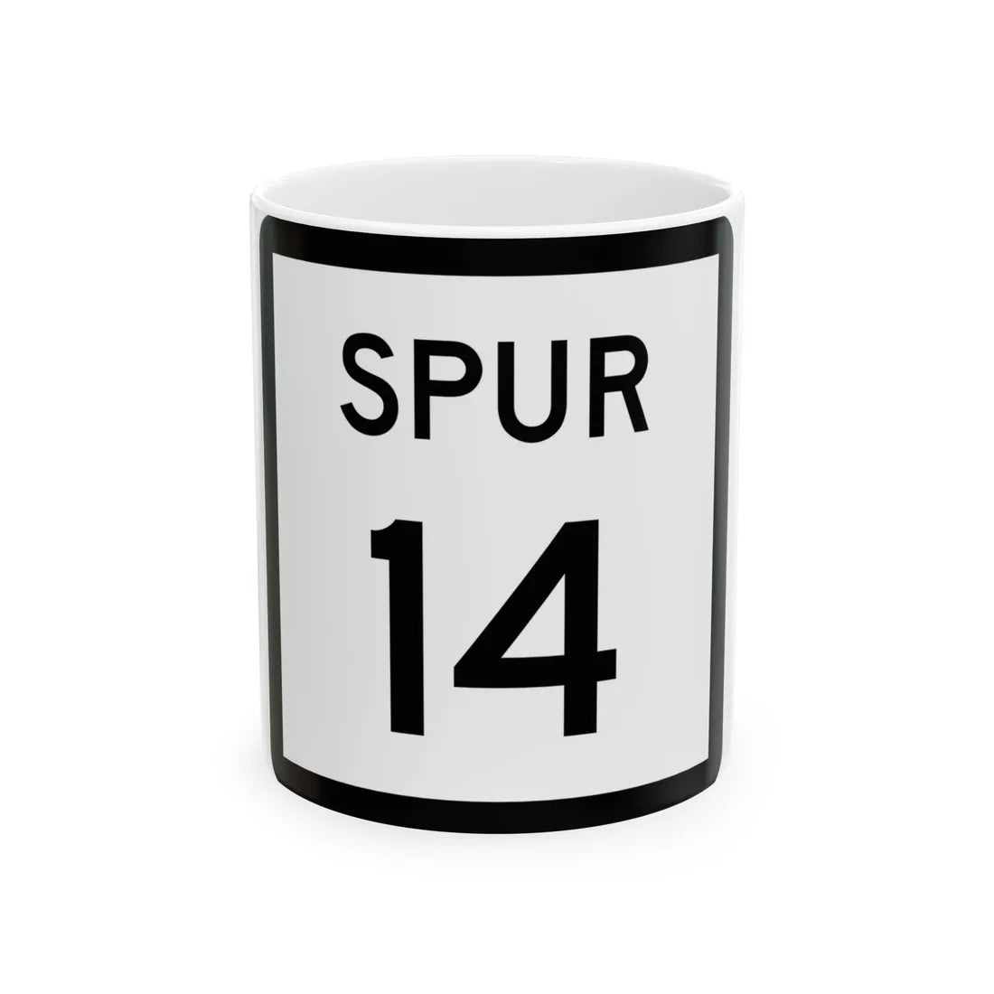 Texas Spur 14 (Texas) (Road Sign) White Coffee Mug 11oz - Go Mug Yourself