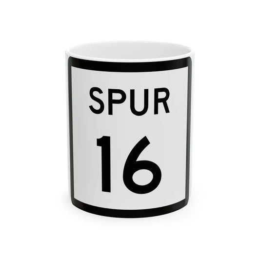 Texas Spur 16 (Texas) (Road Sign) White Coffee Mug 11oz - Go Mug Yourself