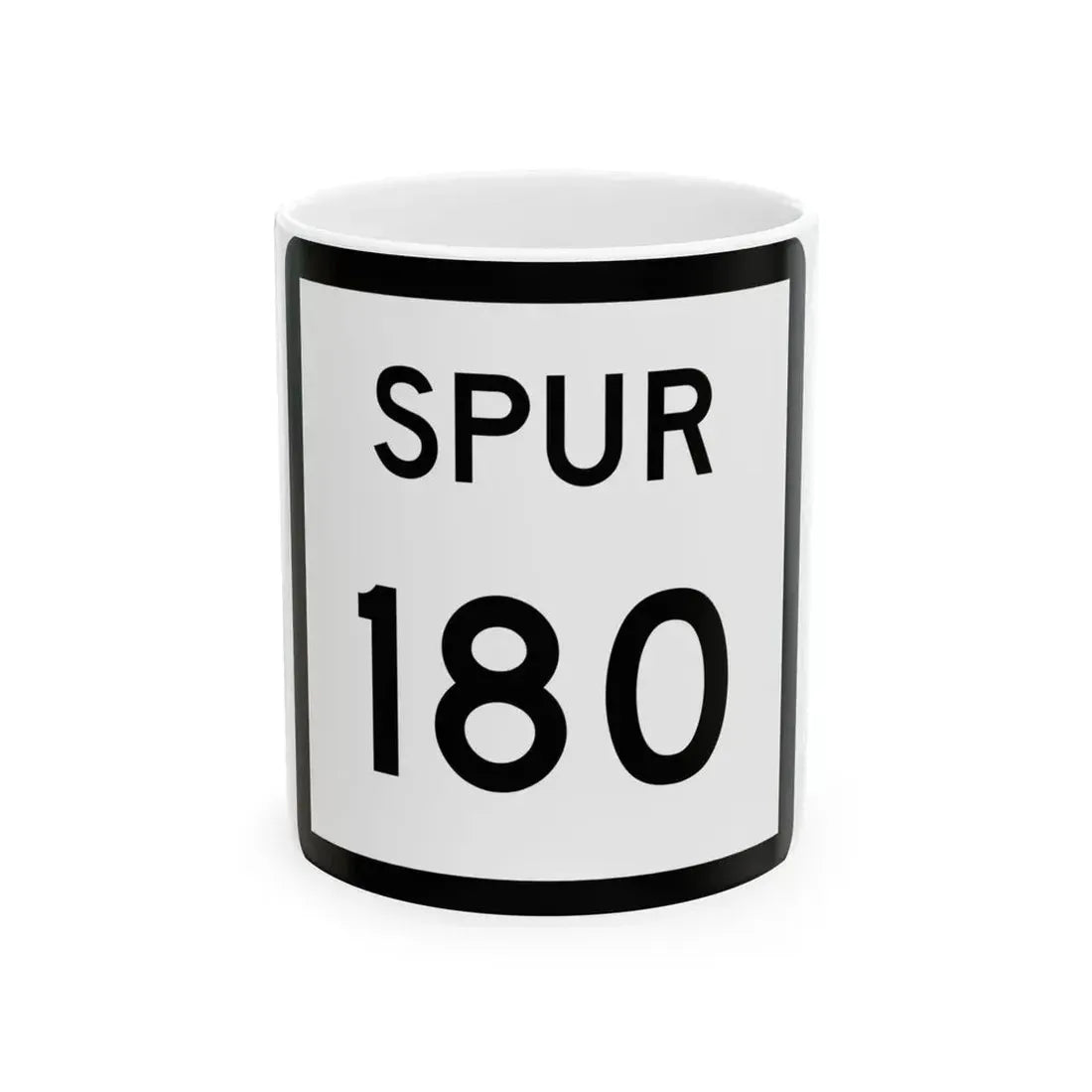 Texas Spur 180 (Texas) (Road Sign) White Coffee Mug 11oz - Go Mug Yourself