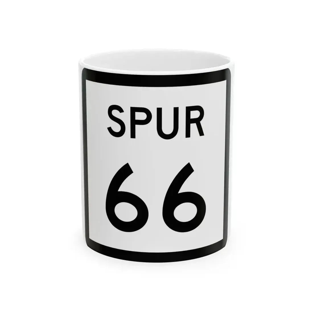 Texas Spur 66 (Texas) (Road Sign) White Coffee Mug 11oz - Go Mug Yourself