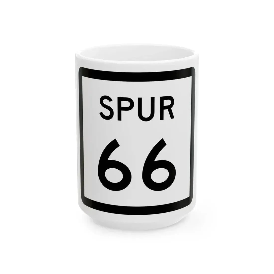 Texas Spur 66 (Texas) (Road Sign) White Coffee Mug 15oz - Go Mug Yourself