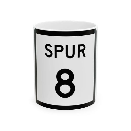 Texas Spur 8 (Texas) (Road Sign) White Coffee Mug 11oz - Go Mug Yourself