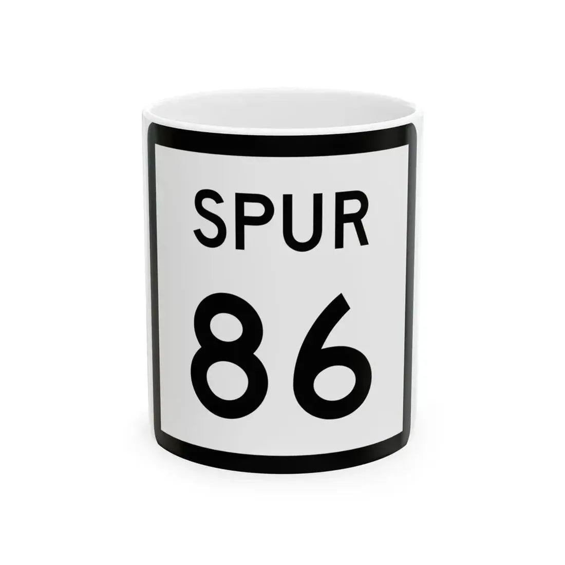 Texas Spur 86 (Texas) (Road Sign) White Coffee Mug 11oz - Go Mug Yourself