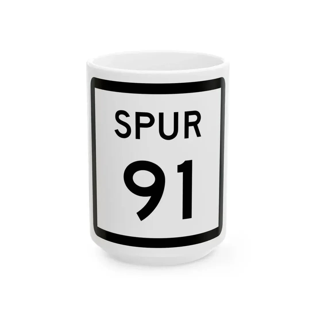 Texas Spur 91 (Texas) (Road Sign) White Coffee Mug 15oz - Go Mug Yourself