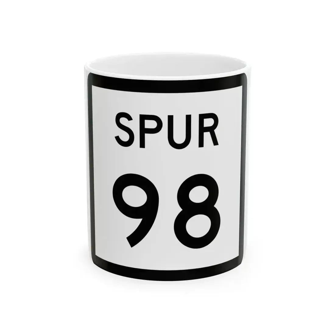 Texas Spur 98 (Texas) (Road Sign) White Coffee Mug 11oz - Go Mug Yourself