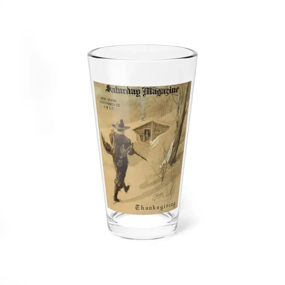 Thanksgiving, Saturday Magazine cover, November 22, 1913 (Magazine Illustration) Pint Glass 16oz 16oz - Go Mug Yourself