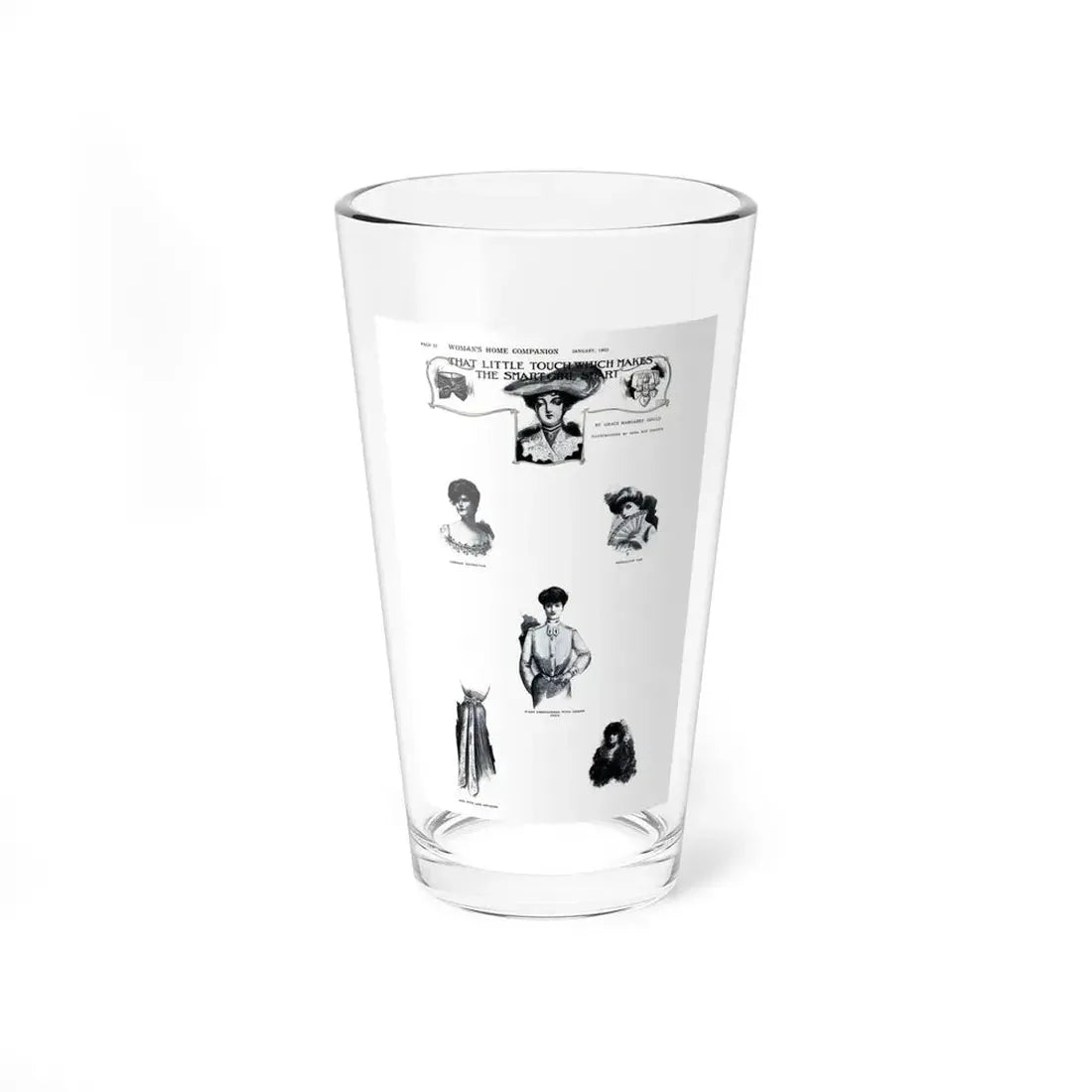 That Little Touch Which Makes The Smart Girl Smart, Woman's Home Companion, January 1903 (Magazine Illustration) Pint Glass 16oz 16oz - Go Mug Yourself