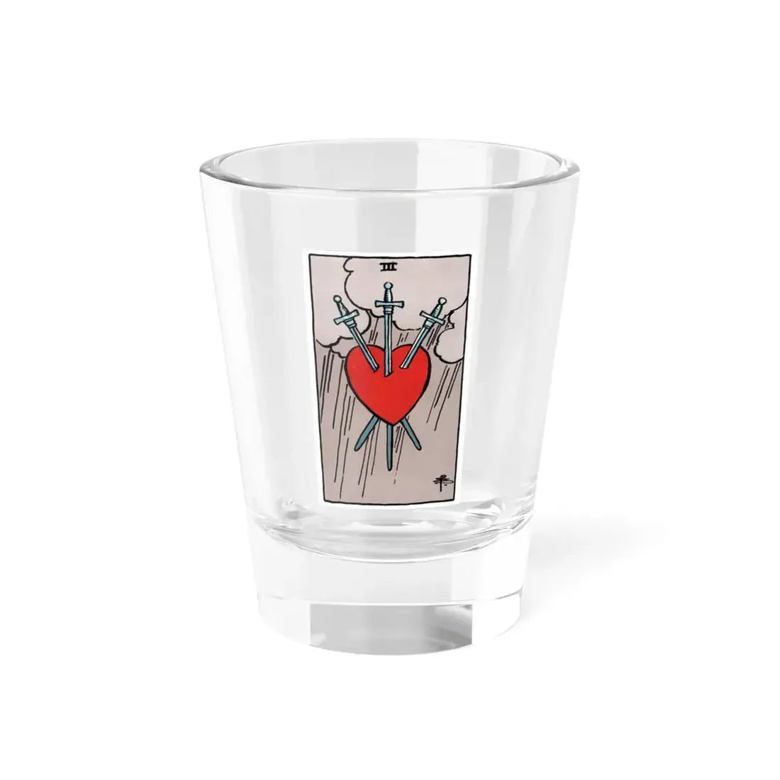 The 3 of Swords (Tarot Card) Shot Glass 1.5oz 1.5oz - Go Mug Yourself