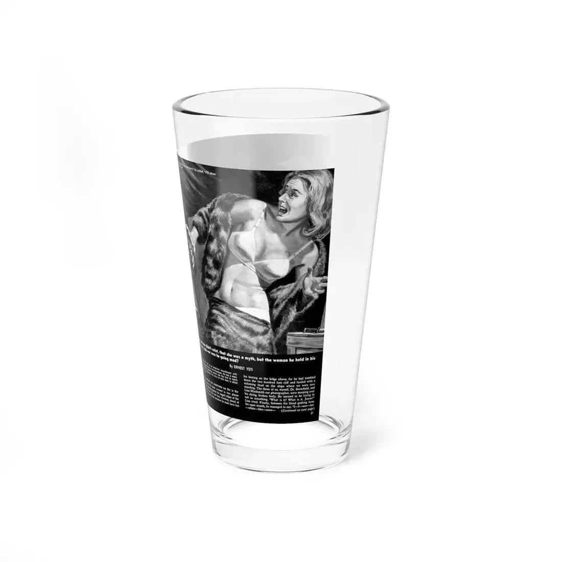 The Abominable Snow-Woman, Man's Daring, November 1962 (Magazine Illustration) Pint Glass 16oz - Go Mug Yourself