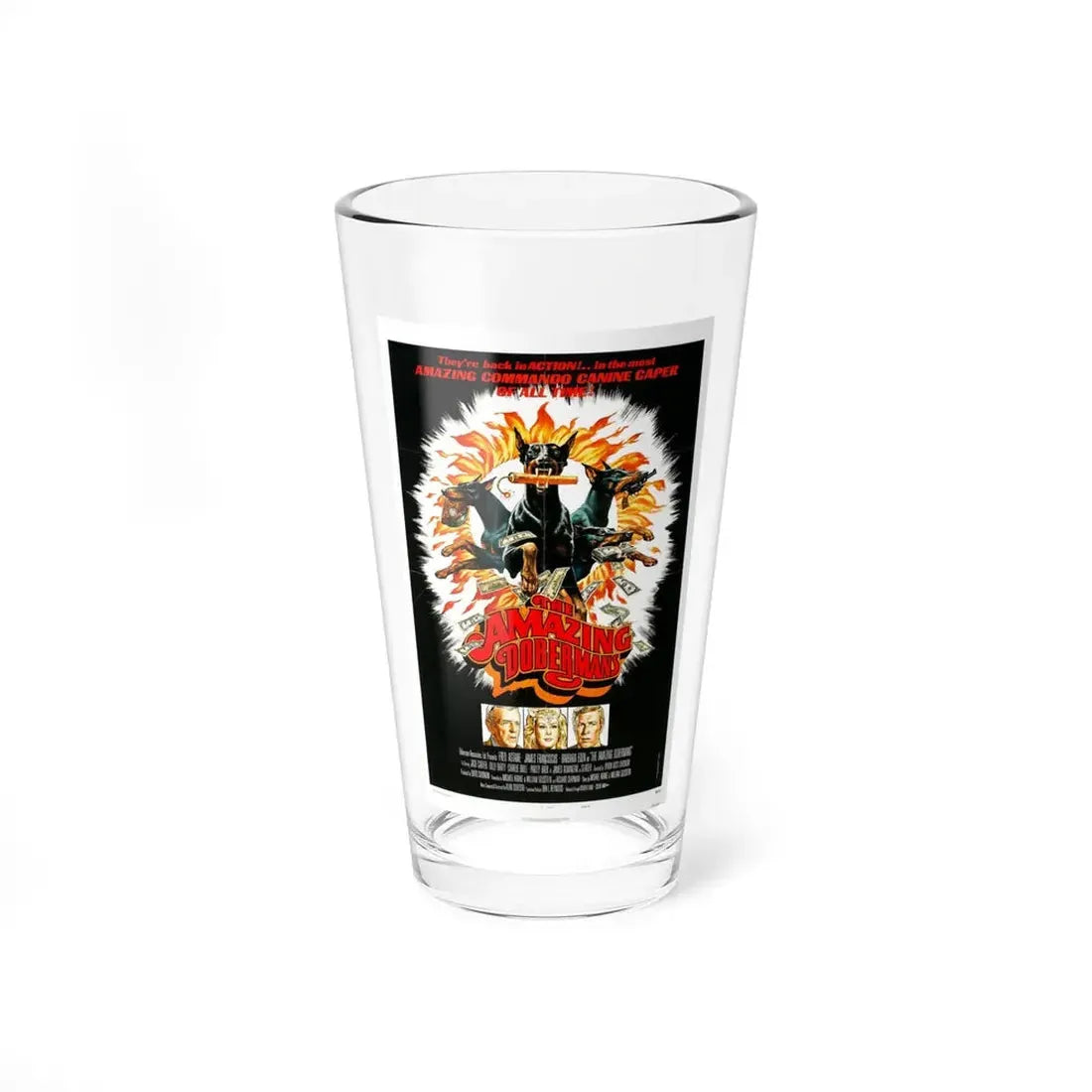 THE AMAZING DOBERMANS 1976 Movie Poster - Pint Glass 16oz 16oz - Go Mug Yourself