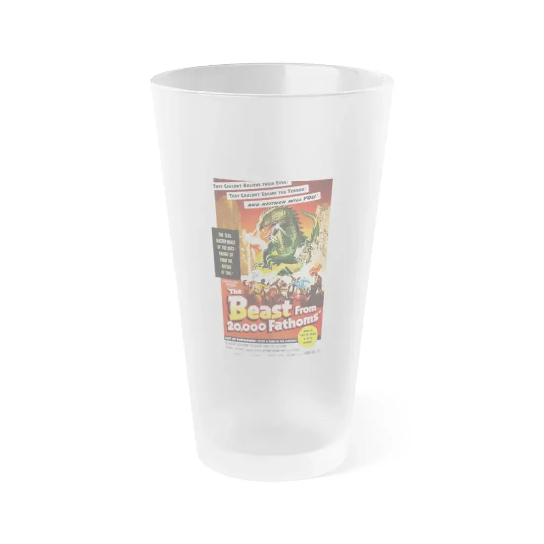 THE BEAST FROM 20,000 FATHOMS 1953 Movie Poster - Frosted Pint Glass 16oz Default Title - Go Mug Yourself