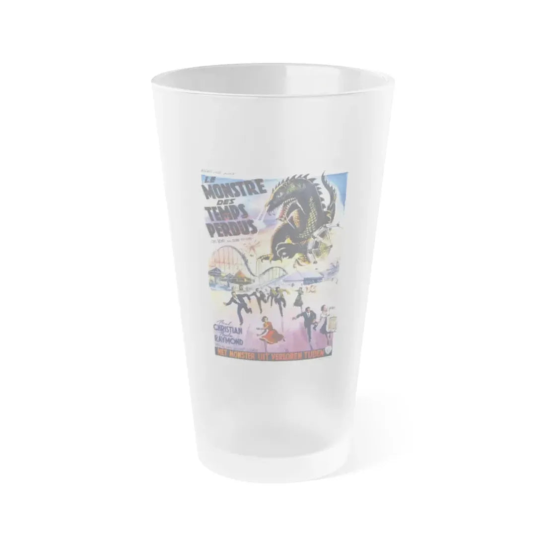 THE BEAST FROM 20,000 FATHOMS (BELGIAN) 1953 Movie Poster - Frosted Pint Glass 16oz Default Title - Go Mug Yourself