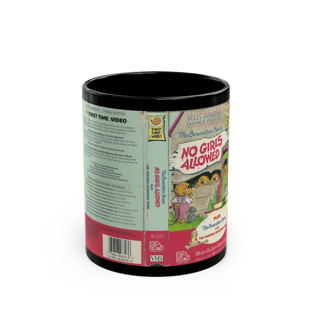 THE BERENSTAIN BEARS NO GIRLS ALLOWED (VHS COVER) - Black Coffee Mug-11oz-Go Mug Yourself