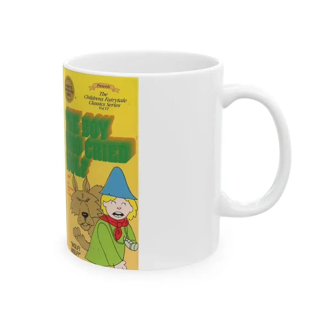 THE BOY WHO CRIED WOLF PLUS THE EMPERORS NEW CLOTHES (VHS COVER) - White Coffee Mug - Go Mug Yourself
