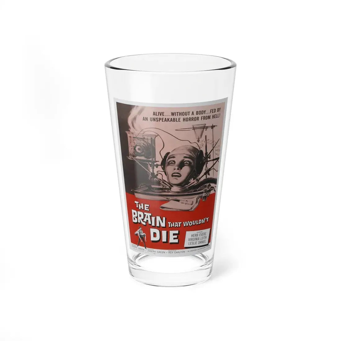 THE BRAIN THAT WOULDN'T DIE 1962 Movie Poster - Pint Glass 16oz 16oz - Go Mug Yourself