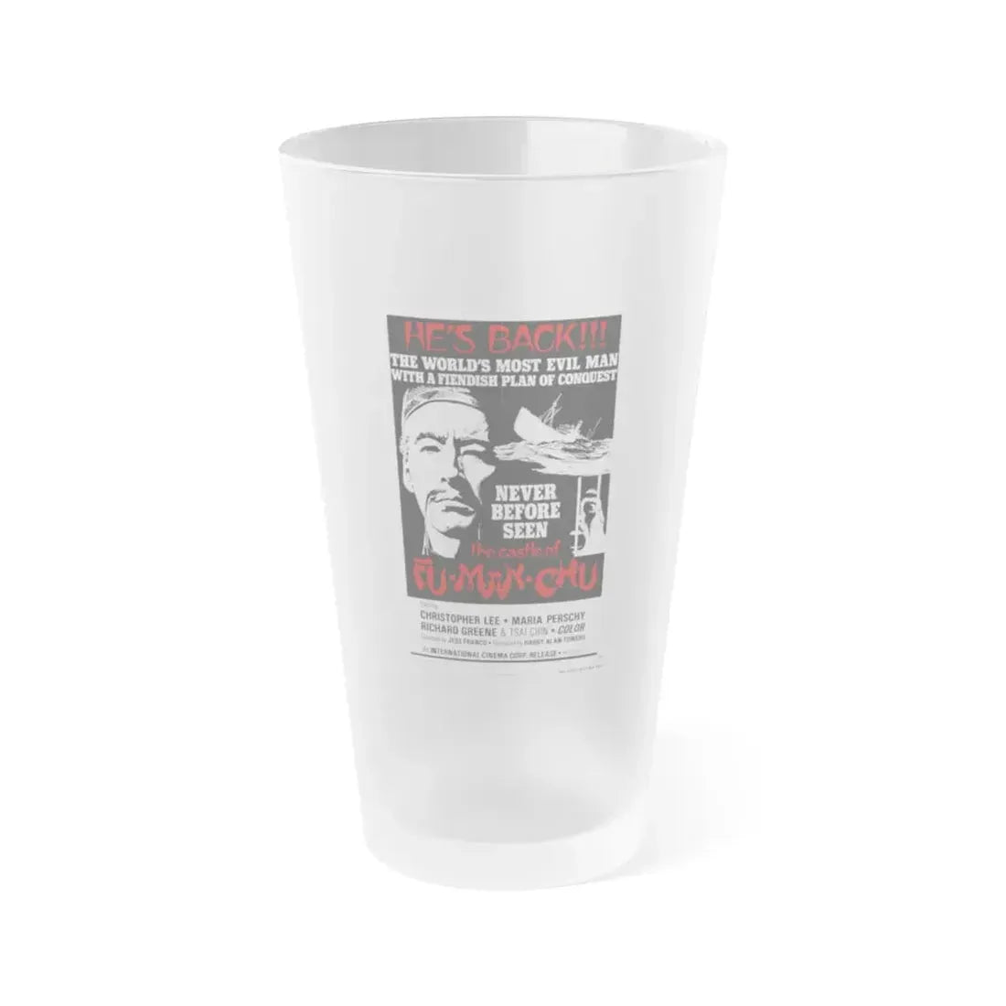 THE CASTLE OF FU MANCHU (2) 1969 Movie Poster - Frosted Pint Glass 16oz 16oz Frosted - Go Mug Yourself