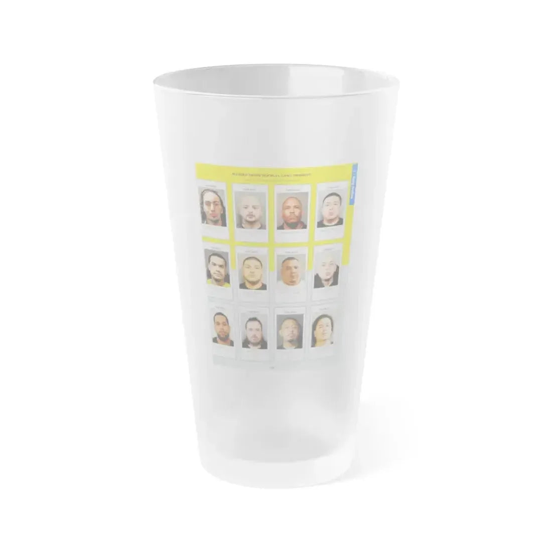 The Chicago Gang Book Page 145 - Satan Disciples Members (Maniac, Psycho, Alpo, Lil Man, Chuckie, Slick, Diablo, Bones, Cuba, Spooky, Mousey, Wedo) - Frosted Pint Glass 16oz 16oz Frosted - Go Mug Yourself
