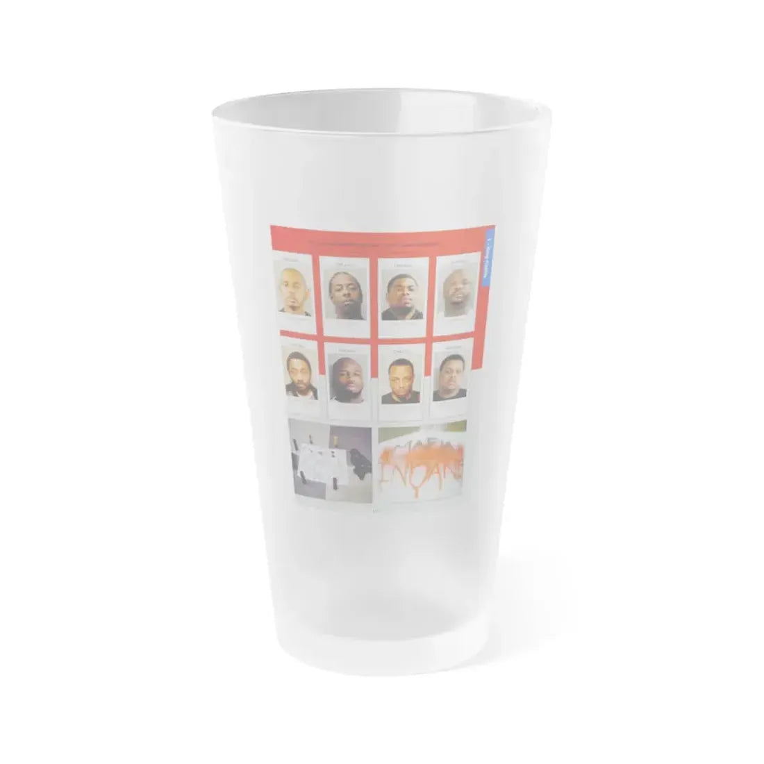 The Chicago Gang Book Page 177 - Mafia Insane Vice Lords Members (Rose, Jello, Kenya, Tippy, Tug) - Frosted Pint Glass 16oz 16oz Frosted - Go Mug Yourself