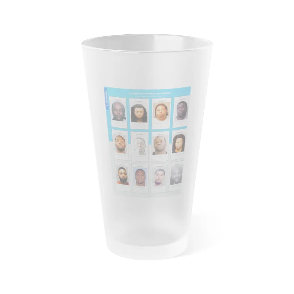 The Chicago Gang Book Page 32 - Black Disciples Members (Freak, Kemo, Law, Lil Law) - Frosted Pint Glass 16oz-16oz-Frosted-Go Mug Yourself