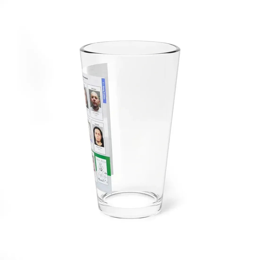 The Chicago Gang Book Page 49 - Insane and Cullerton Deuces Members (Lil Mexico, Juice, Goon, Wizard, One Eyes Nelson, Mousey, Malo, Scarface) - Pint Glass 16oz - Go Mug Yourself