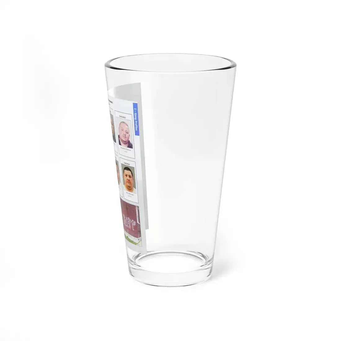 The Chicago Gang Book Page 79 - Insane Unknowns Members (Rocco, TJ, Butchie, Memo, Shorty, Squirrel, Snoop) - Pint Glass 16oz - Go Mug Yourself