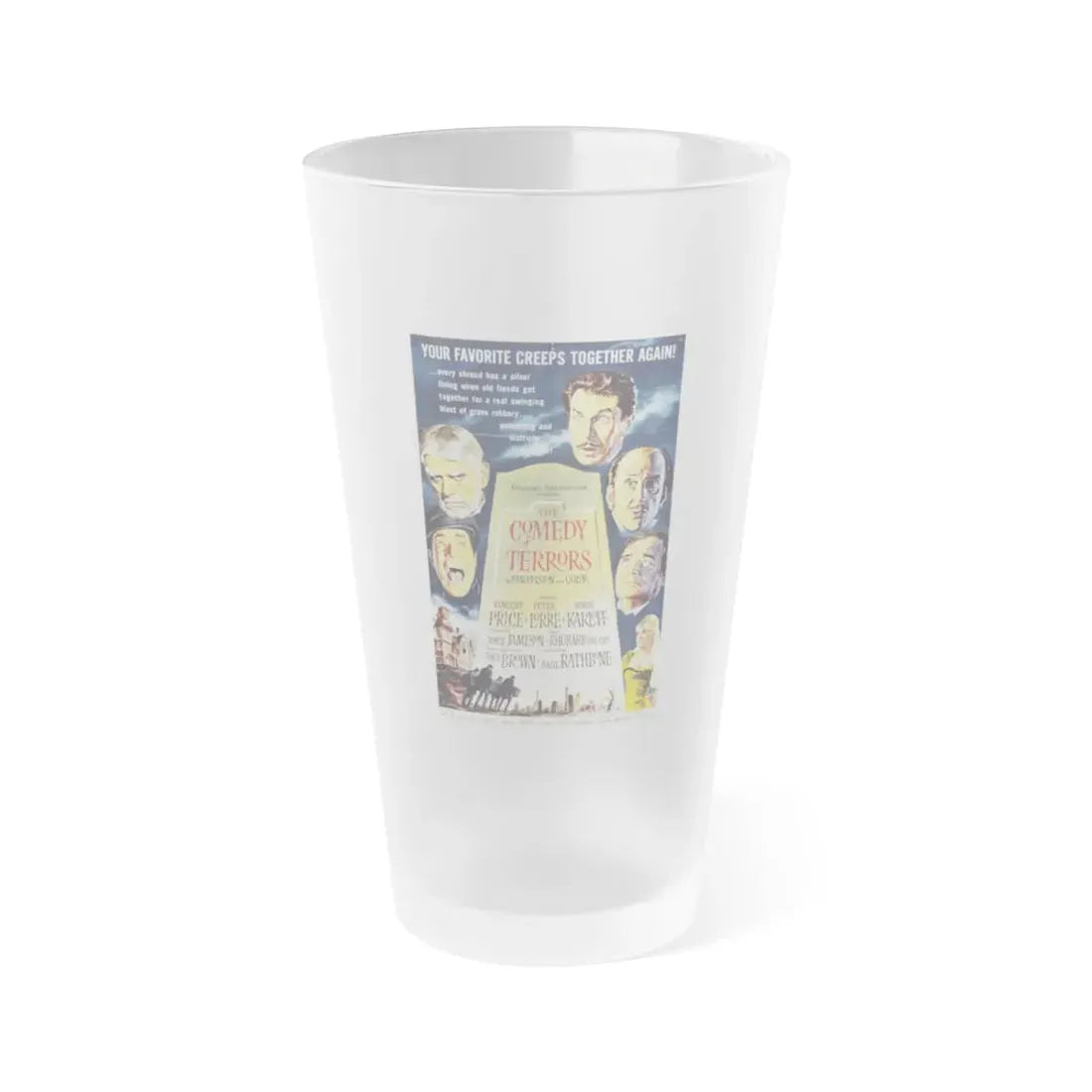 THE COMEDY OF TERRORS 1963 Movie Poster - Frosted Pint Glass 16oz Default Title - Go Mug Yourself