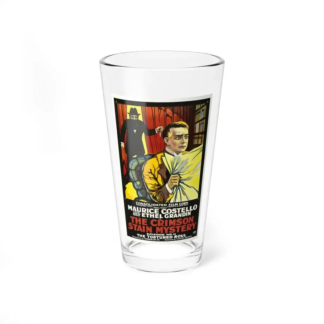 THE CRIMSON STAIN MYSTERY 2 1916 Movie Poster - Pint Glass 16oz 16oz - Go Mug Yourself