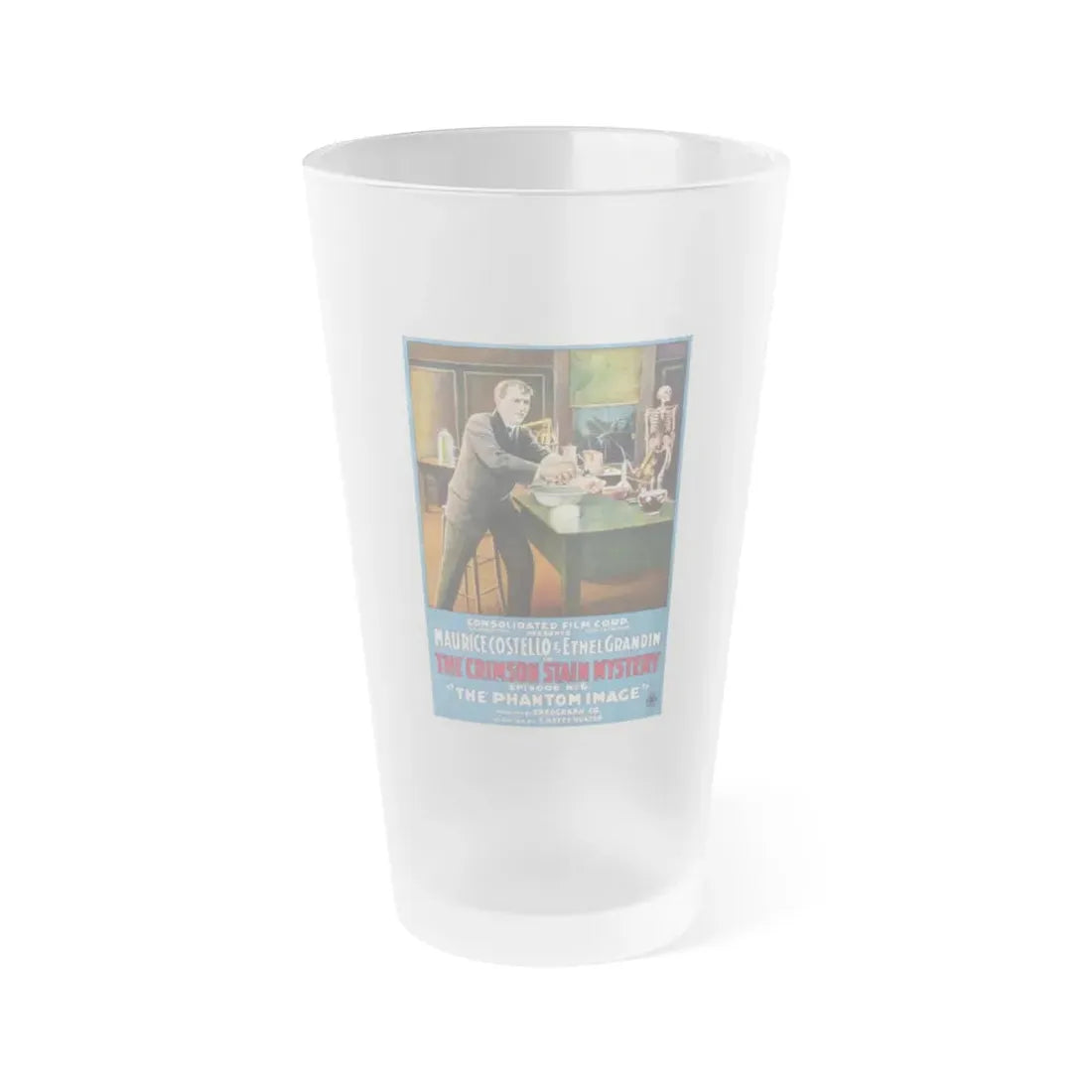 THE CRIMSON STAIN MYSTERY 6 1916 Movie Poster - Frosted Pint Glass 16oz 16oz Frosted - Go Mug Yourself
