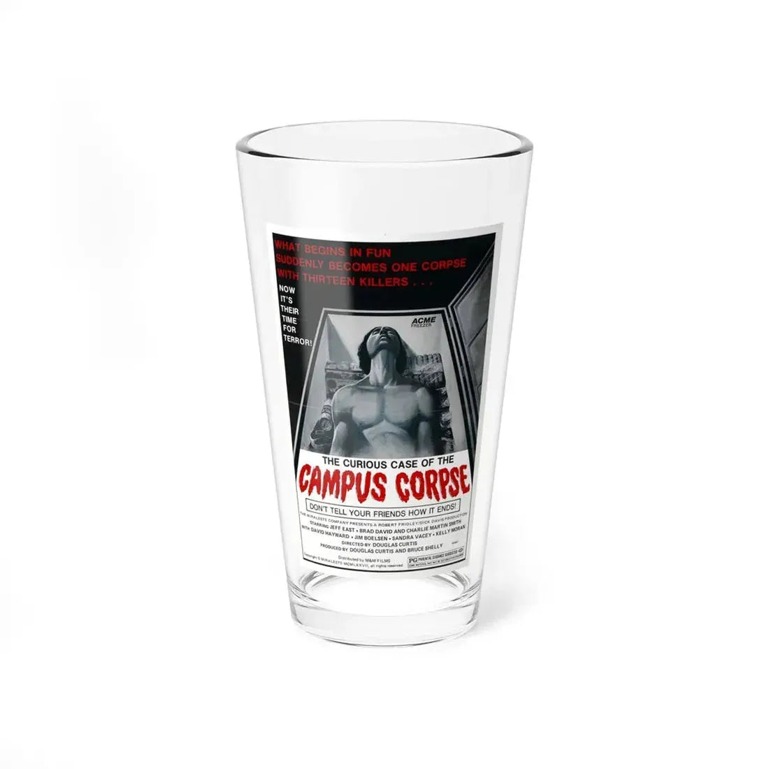 THE CURIOUS CASE OF THE CAMPUS CORPSE 1977 Movie Poster - Pint Glass 16oz 16oz - Go Mug Yourself