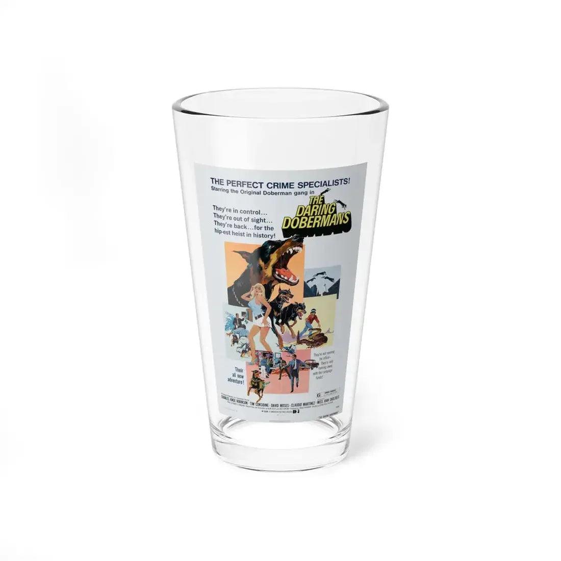 THE DARING DOBERMANS 1973 Movie Poster - Pint Glass 16oz 16oz - Go Mug Yourself